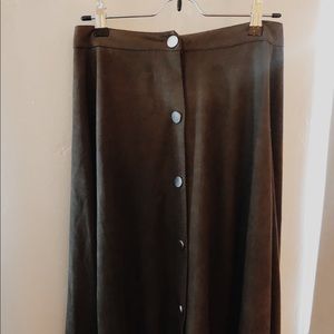 Goodnight macaroon olive green suede skirt